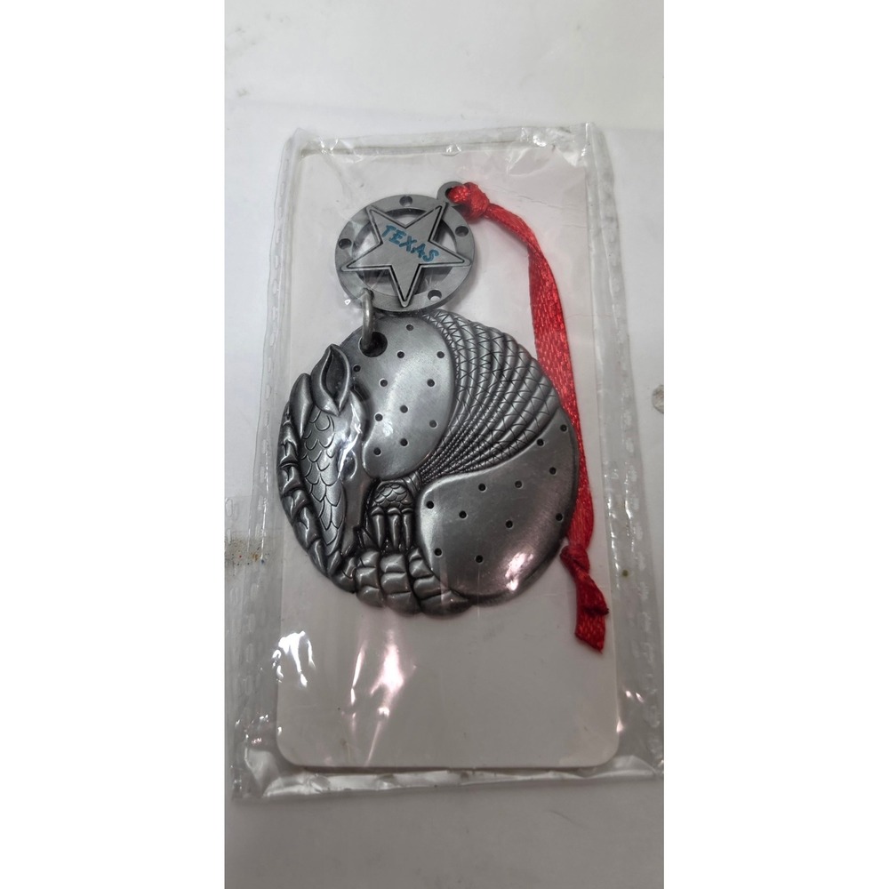 Lot of 6 Pewter Texas Armadillo Christmas Ornaments Lone Star State - Picture 2 of 3